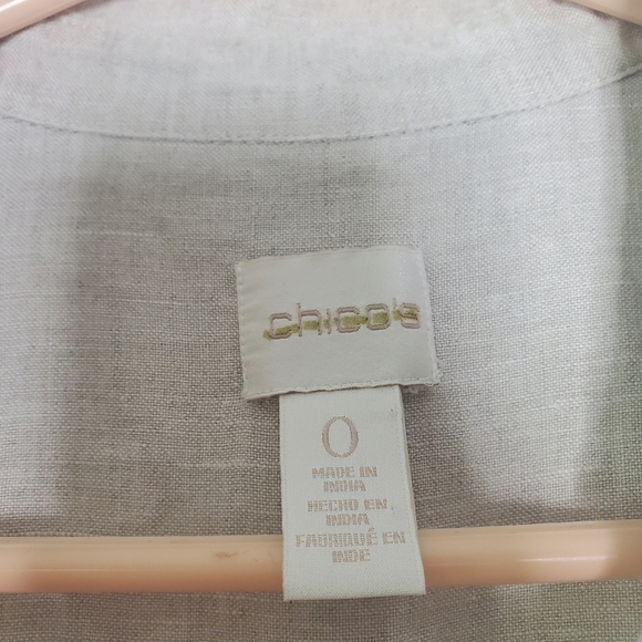 Chicos Women 100% Linen Shirt Size 0 US Small 3/4 Sleeve Minimalist Quiet Luxury - Picture 7 of 11